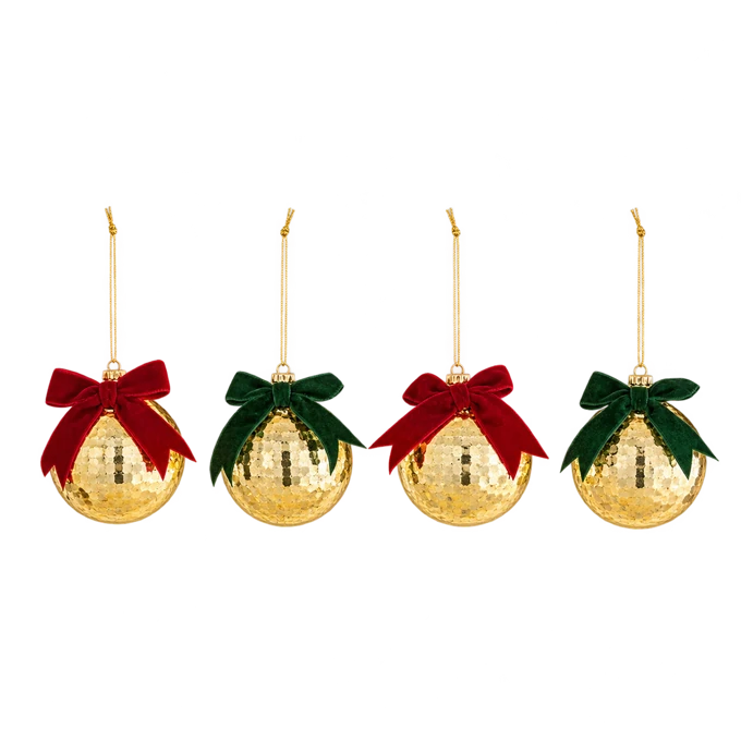 Pack of 4 Mercury Baubles with Bows
