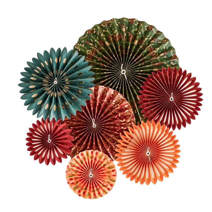 Pack of 7 Heritage Paper Fans