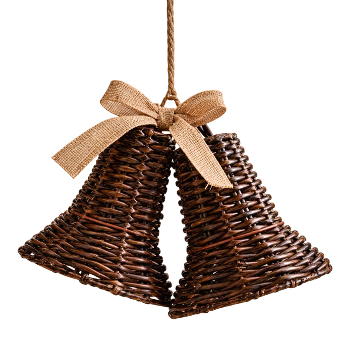 Hanging Rattan Christmas Bells