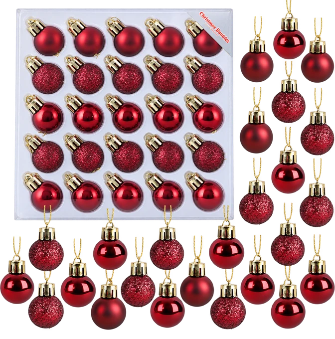 Rioja red mini baubles, 25 pack
