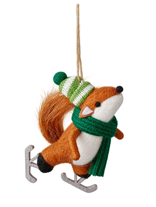 Felt Skiing Squirrel Decoration
