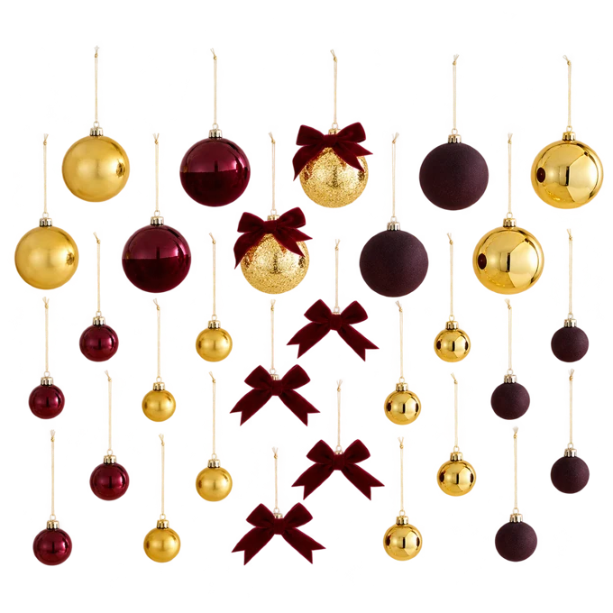 Pack of 30 Mixed Size Shatterproof Baubles