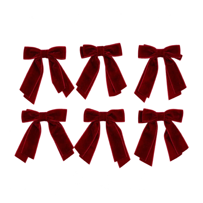 Set of 6 Velvet Bow Clip Decorations